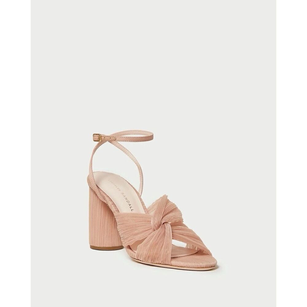Loeffler Randall Reed Beauty Pleated Twist Heels Size 7 Blush Pink $325.00